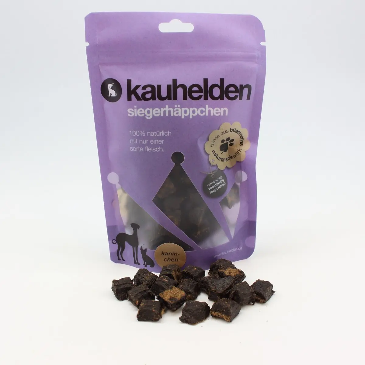 Siegerhäppchen Kaninchen (Fleisch-Würfelhappen) – für Hunde mit Kaninchen, kauhelden