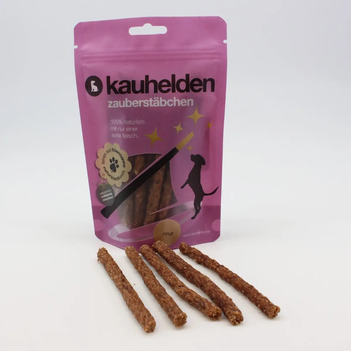 Zauberstäbchen Rind (Fleisch Sticks) – für Hunde mit Rind, kauhelden