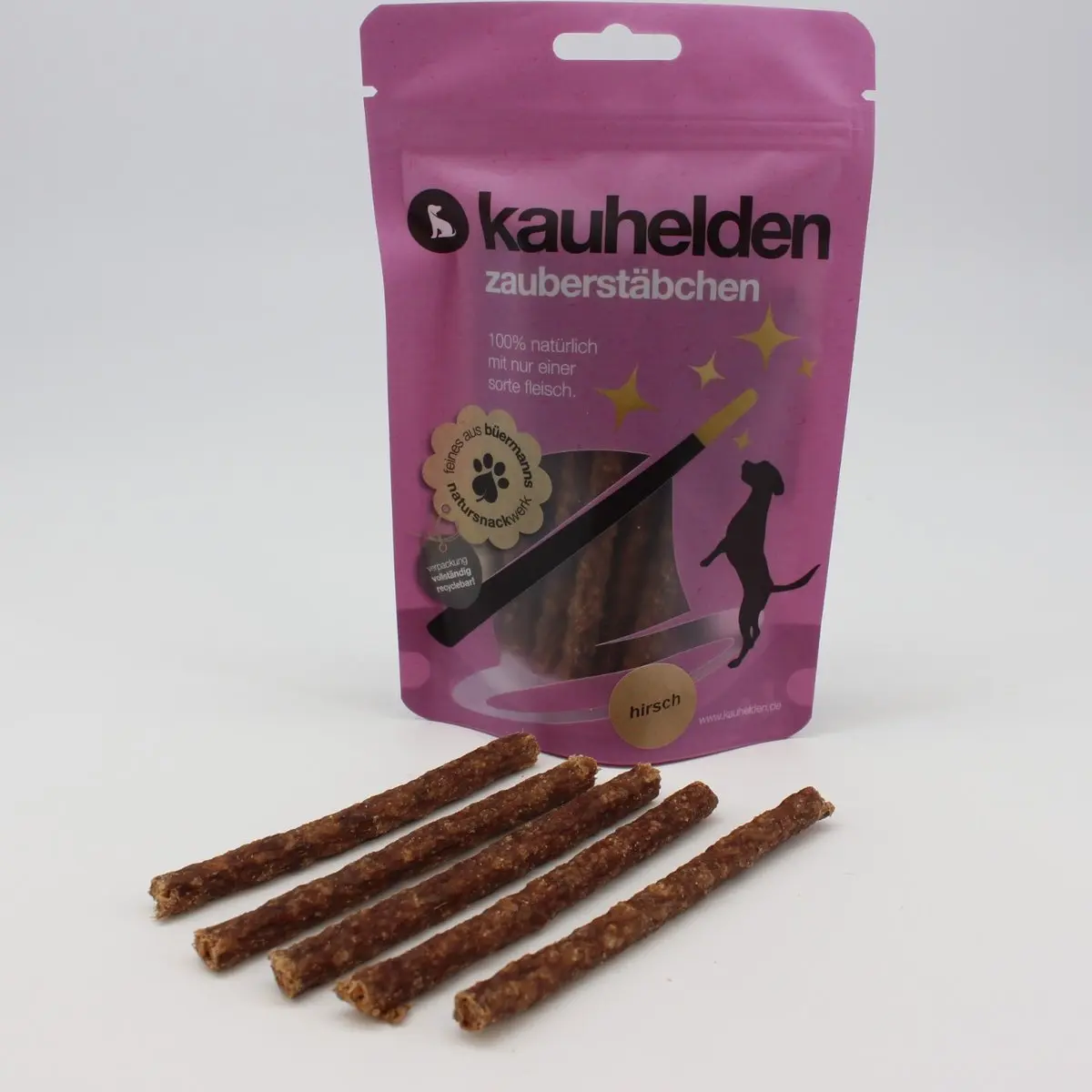 Zauberstäbchen Hirsch (Fleisch Sticks) – für Hunde mit Wild, kauhelden