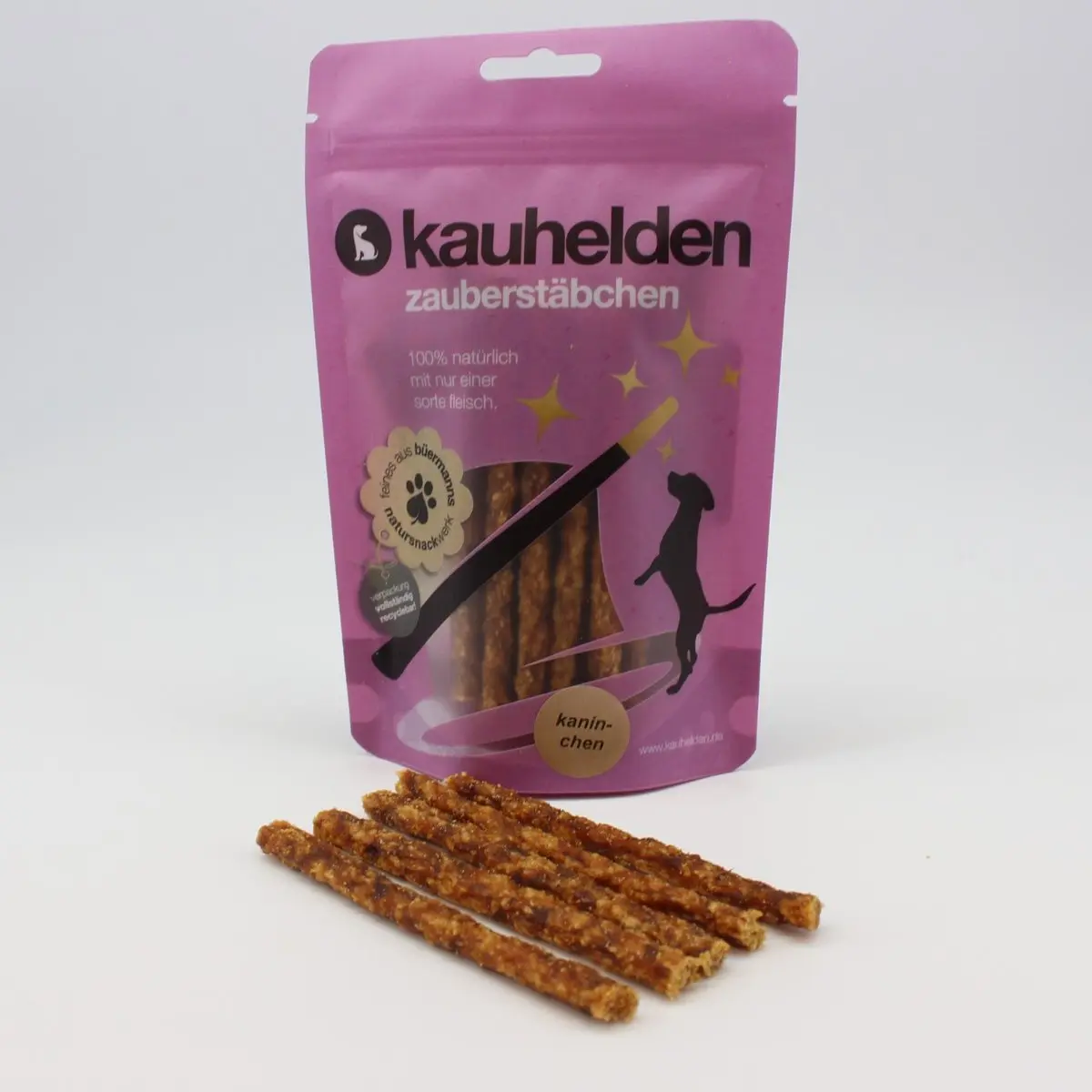 Zauberstäbchen Kaninchen (Fleisch Sticks) – für Hunde mit Kaninchen, kauhelden