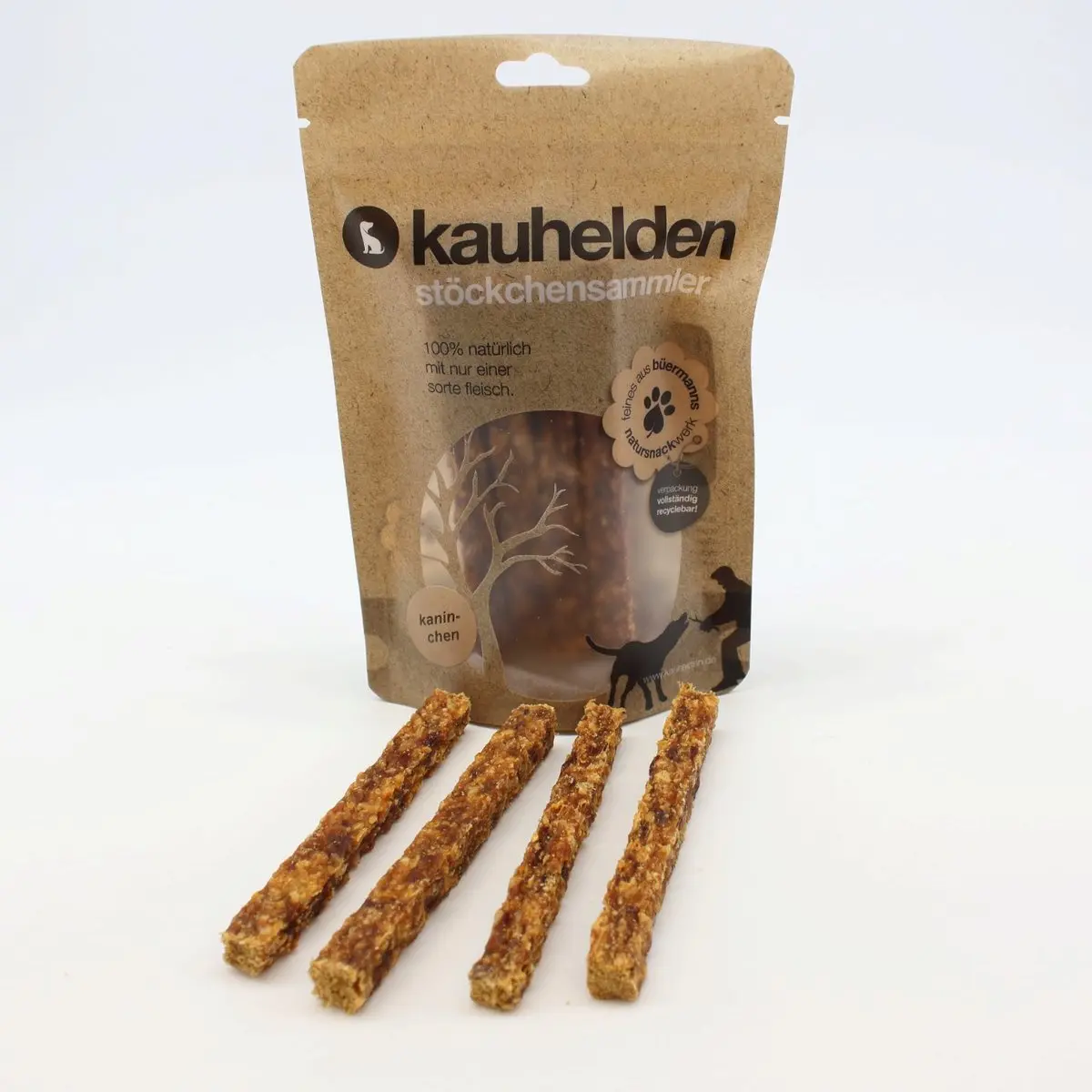 Stöckchensammler Kaninchen (Fleisch Riegel) – für Hunde mit Kaninchen, kauhelden